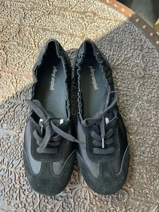 NEW JEFFREY CAMPBELL STEPPER FLAT IN BLACK WHITE 9 - Picture 8 of 11